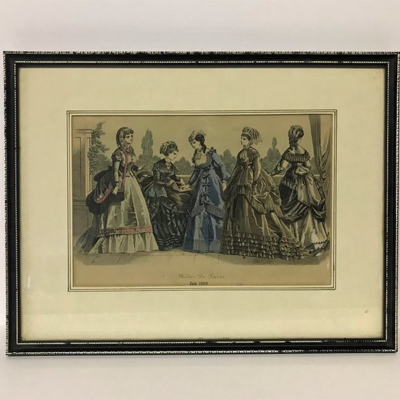 Vintage "Modes de Paris" (Fashions of Paris) Juin 1869 Framed Antique Art Print - Picture 1 of 10